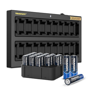 TENAVOLTS Lithium Rechargeable AA Battery, 20 Counts with a wall charger