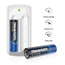 Load image into Gallery viewer, TENAVOLTS Lithium Rechargeable AA Battery, 2 Counts with a charger
