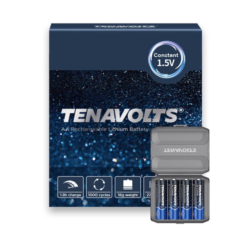 TENAVOLTS Lithium Rechargeable AA Battery, 4 Counts