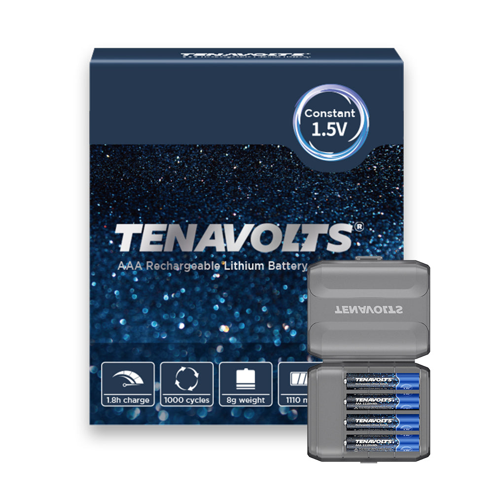TENAVOLTS Lithium Rechargeable AAA Battery, 4 Counts