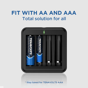 TENAVOLTS Lithium Rechargeable AAA Battery, 4 Counts with a charger